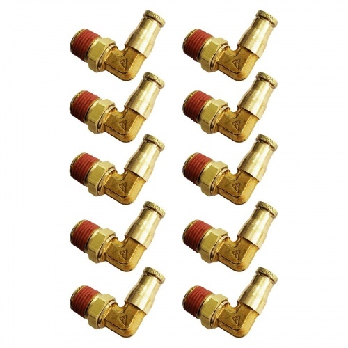 10 of Push In To Easy Connect Brass Swivel Male Elbow Fitting 1/4 OD x 1/4 NPT